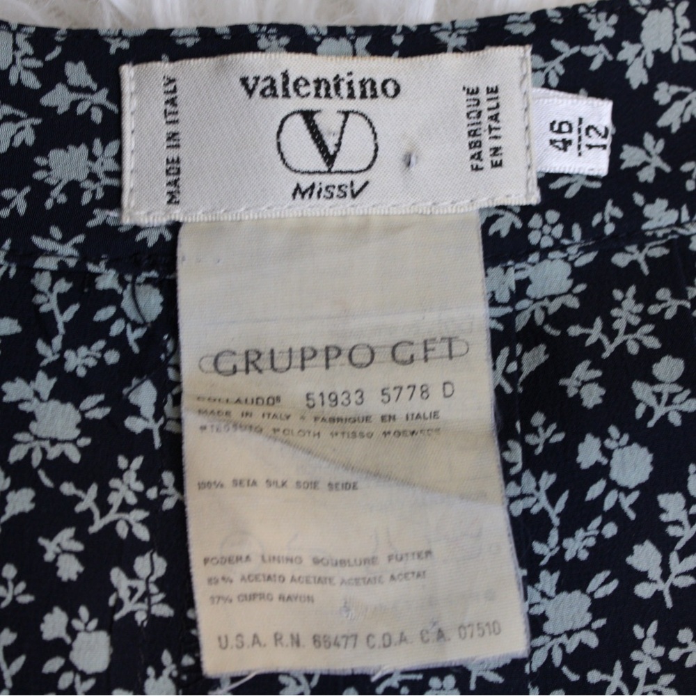 Valentino 80’s Vintage Miss V Silk Ditsy Floral A-Line Women’s Skirt Size 12 - Picture 8 of 8